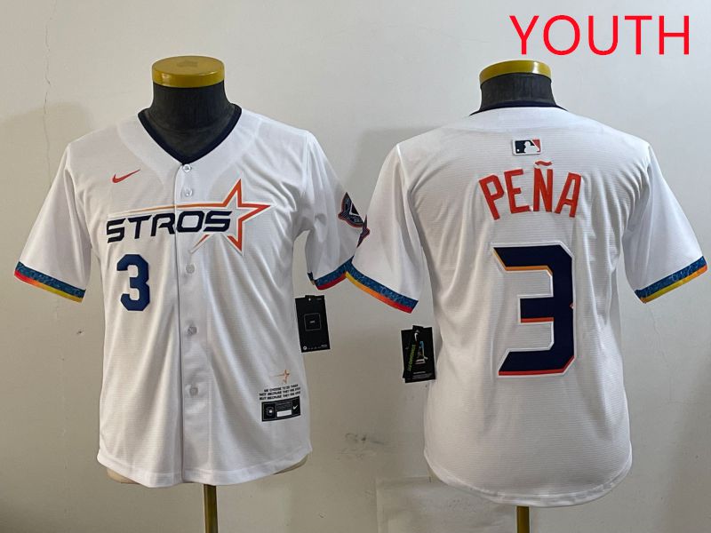 Youth Houston Astros #3 Pena White Fourth generation Joint Name 2025 Nike MLB Jersey style 6